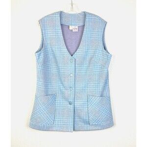 Vintage Graff California Wear Women's Blue Button Front Vest Size XL Blue Gray